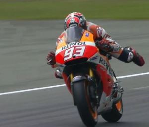 Marquez swims across the line